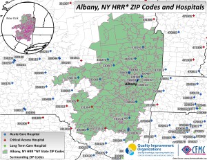 This is a map of the providers in the Hospital Referral Region of Albany, NY.