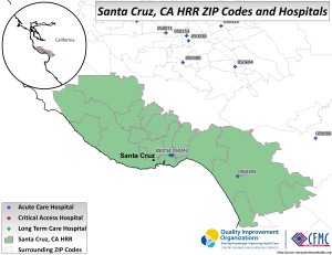 This is a map of the providers in the Hospital Referral Region of Santa Cruz, California.